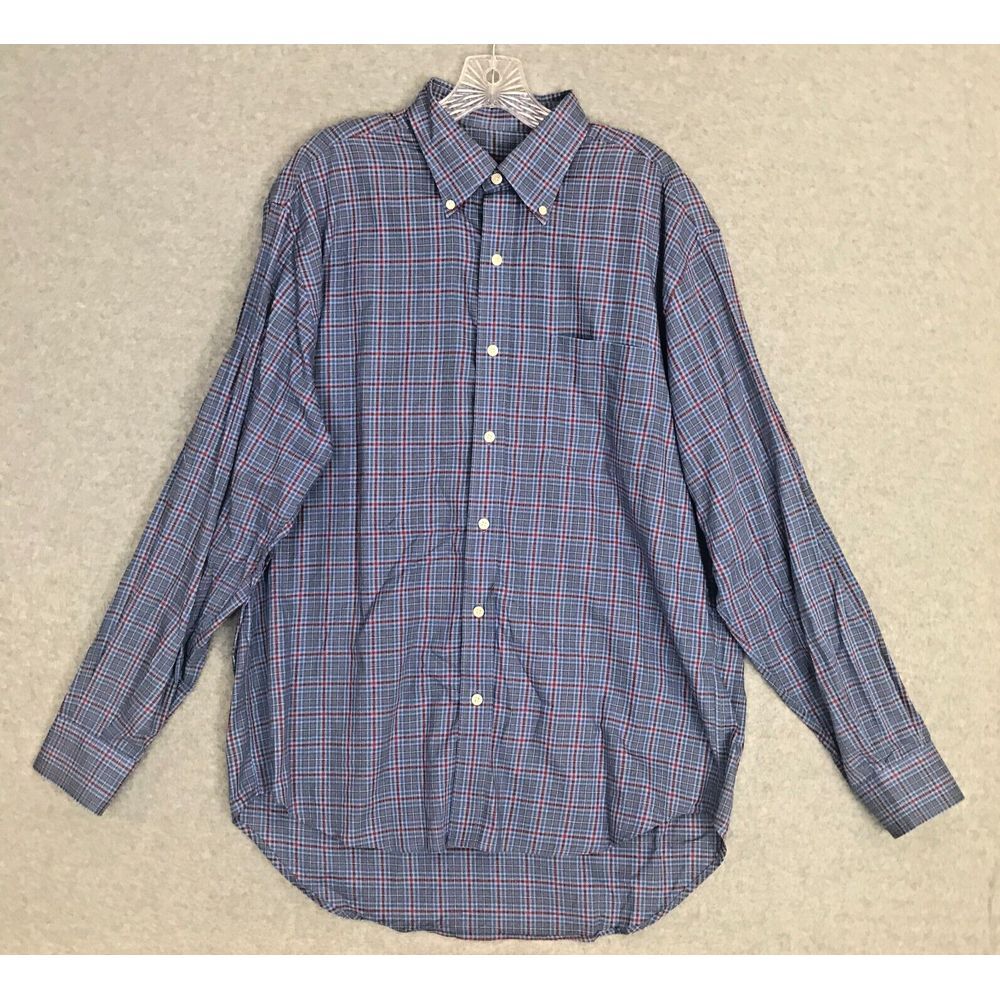 Austin‎ Reed London Shirt Mens XL Blue Red Plaid Long Sleeve Button Up Cotton - Picture 3 of 7